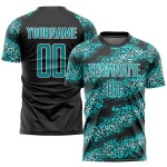 Sublimation Custom Teal-Black Soccer Teal Uniform Jersey
