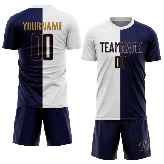 White Gold Jersey Custom Navy-Old Uniform Sublimation Fashion Soccer Split White Gold Jersey Custom Navy-Old Uniform Sublimation Fashion Soccer Split