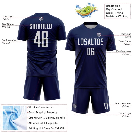 Uniform White Custom Navy Jersey Soccer Sublimation Uniform White Custom Navy Jersey Soccer Sublimation
