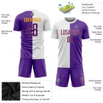Soccer Uniform Split Sublimation Custom Fashion Jersey White Purple-Gold