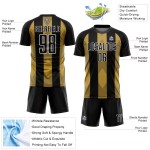 Soccer Old Black Sublimation Jersey Line Custom Gold-White Uniform Soccer Old Black Sublimation Jersey Line Custom Gold-White Uniform