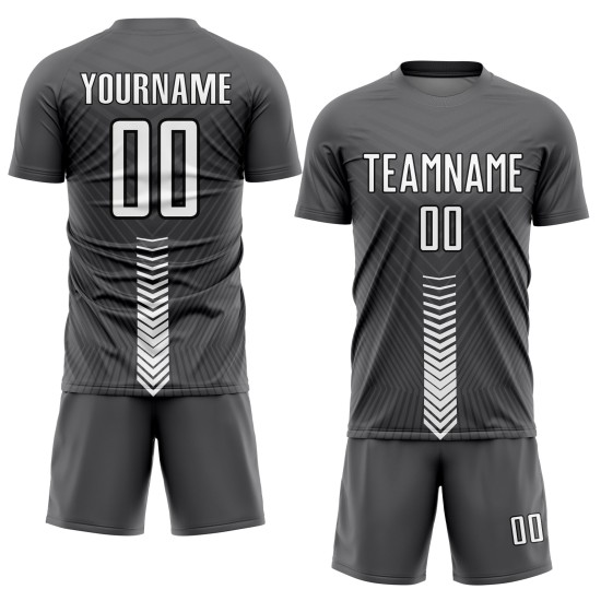 White-Black Soccer Steel Custom Sublimation Gray Shapes Uniform Jersey Arrow White-Black Soccer Steel Custom Sublimation Gray Shapes Uniform Jersey Arrow