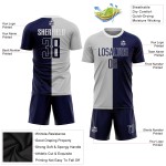 Sublimation Soccer Custom Fashion Navy-White Jersey Split Gray Uniform Sublimation Soccer Custom Fashion Navy-White Jersey Split Gray Uniform
