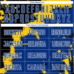 Soccer Custom Royal-Yellow Uniform Black Jersey Spalsh Sublimation Soccer Custom Royal-Yellow Uniform Black Jersey Spalsh Sublimation