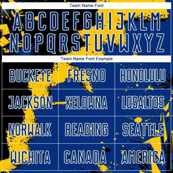 Soccer Custom Royal-Yellow Uniform Black Jersey Spalsh Sublimation Soccer Custom Royal-Yellow Uniform Black Jersey Spalsh Sublimation