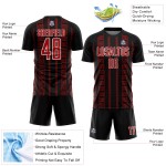 Custom Geometric Black Soccer Shape Red-White Uniform Jersey Sublimation Custom Geometric Black Soccer Shape Red-White Uniform Jersey Sublimation