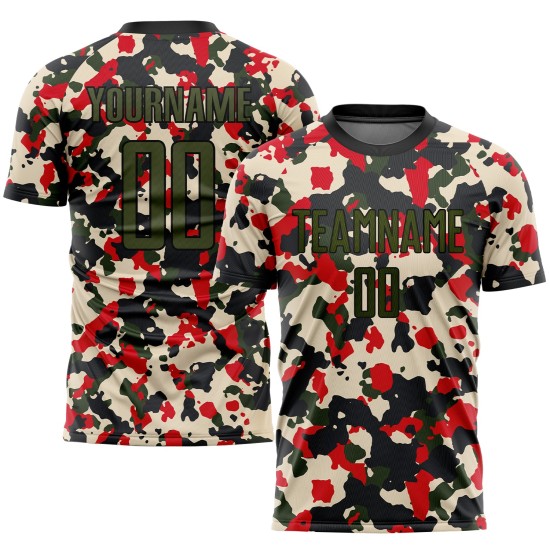 To Olive-Black Jersey Camo Service Sublimation Salute Uniform Soccer Custom