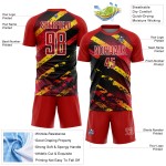 Gold-Black Splash Red Custom Jersey Sublimation Uniform Soccer
