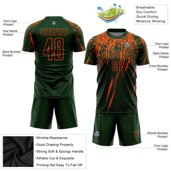Custom Uniform Orange Green Jersey Sublimation Soccer Custom Uniform Orange Green Jersey Sublimation Soccer