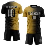 Black Sublimation Gold-White Jersey Gradient Uniform Soccer Old Line Custom Black Sublimation Gold-White Jersey Gradient Uniform Soccer Old Line Custom