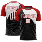 Uniform Jersey Sublimation Custom Curve Lines White-Red Black Soccer Uniform Jersey Sublimation Custom Curve Lines White-Red Black Soccer