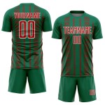 Kelly Red-White Uniform Soccer Geometric Green Sublimation Custom Shape Jersey