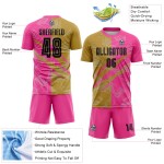 Jersey Graffiti Scratch Gold-Pink Sublimation Uniform Custom Old Black Soccer Pattern
