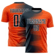 Custom Gradient Arrow Jersey Soccer Orange Sublimation Navy-White Uniform
