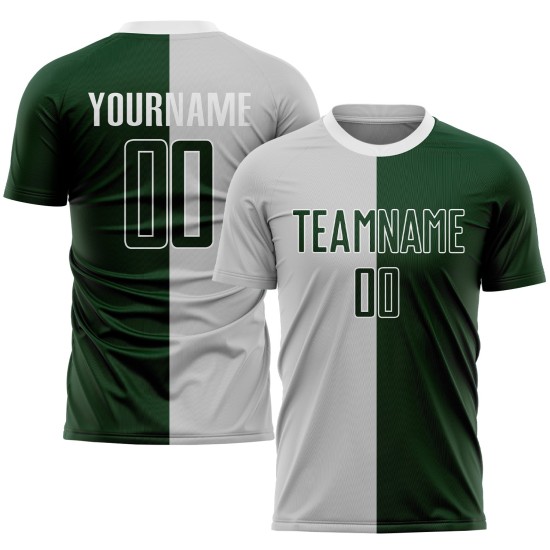 Soccer Split Fashion Green-White Uniform Sublimation Jersey Gray Custom Soccer Split Fashion Green-White Uniform Sublimation Jersey Gray Custom