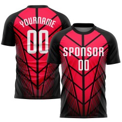 Red Uniform White-Black Custom Jersey Soccer Sublimation