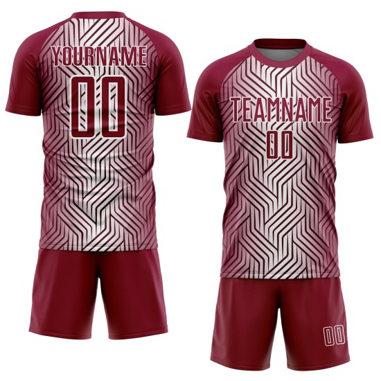 Soccer Uniform Maroon Jersey White Lines Custom Sublimation Soccer Uniform Maroon Jersey White Lines Custom Sublimation