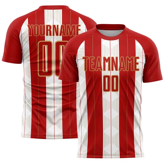 Old Jersey Uniform Gold-White Sublimation Custom Red Line Soccer Old Jersey Uniform Gold-White Sublimation Custom Red Line Soccer