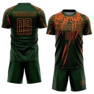 Custom Uniform Orange Green Jersey Sublimation Soccer