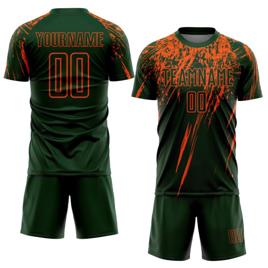 Custom Uniform Orange Green Jersey Sublimation Soccer Custom Uniform Orange Green Jersey Sublimation Soccer