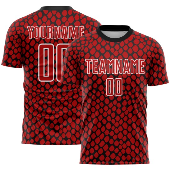 Snake Skin Soccer Red Jersey Sublimation Uniform Black-White Custom Snake Skin Soccer Red Jersey Sublimation Uniform Black-White Custom