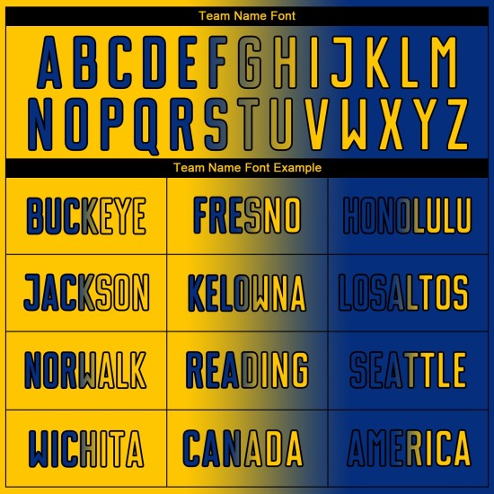 Jersey Fashion Soccer Sublimation Custom Royal Gradient Yellow-Black Uniform Jersey Fashion Soccer Sublimation Custom Royal Gradient Yellow-Black Uniform