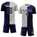 Sublimation Soccer Custom Fashion Navy-White Jersey Split Gray Uniform Sublimation Soccer Custom Fashion Navy-White Jersey Split Gray Uniform