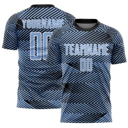 Sublimation Uniform Jersey Light Custom Soccer Blue Black-White Line
