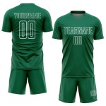 Green Custom Uniform Jersey Sublimation Kelly White Geometric Soccer Shape