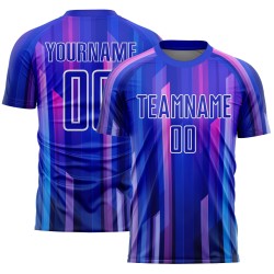 Royal Abstract Jersey Soccer Sublimation Custom Lines Pink-White Uniform