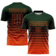 Fashion Custom Sublimation Pinstripe Green Soccer Fade Jersey Uniform Orange