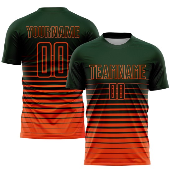 Fashion Custom Sublimation Pinstripe Green Soccer Fade Jersey Uniform Orange Fashion Custom Sublimation Pinstripe Green Soccer Fade Jersey Uniform Orange
