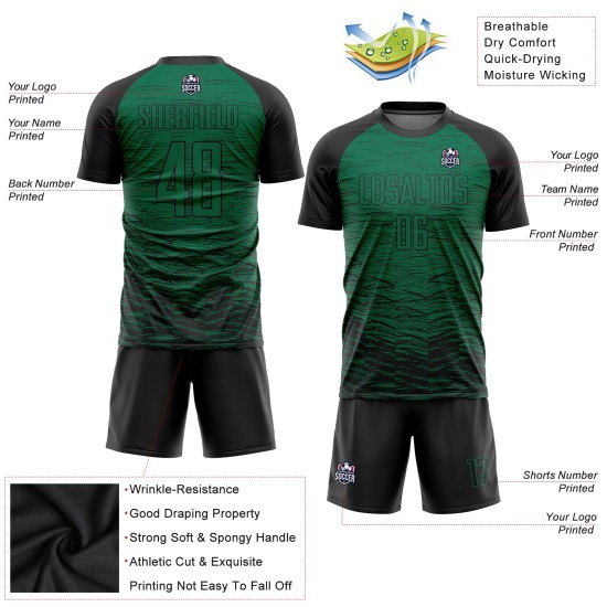 Green Soccer Uniform Black Kelly Jersey Sublimation Custom Green Soccer Uniform Black Kelly Jersey Sublimation Custom