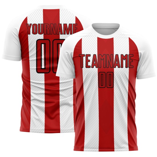 Soccer Red-Black Uniform White Sublimation Line Custom Jersey