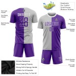 Custom Gray Split Purple-White Sublimation Soccer Jersey Fashion Uniform