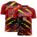 Gold-Black Splash Red Custom Jersey Sublimation Uniform Soccer