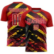 Gold-Black Splash Red Custom Jersey Sublimation Uniform Soccer