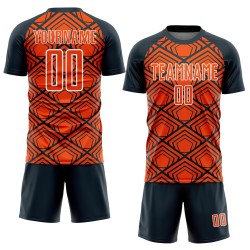 Uniform Pattern Custom Orange Geometric Soccer Jersey Sublimation Navy-White