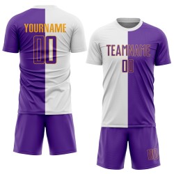 Soccer Uniform Split Sublimation Custom Fashion Jersey White Purple-Gold
