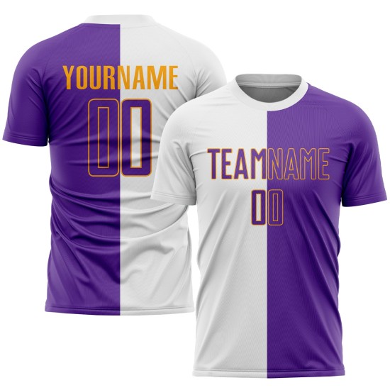 Soccer Uniform Split Sublimation Custom Fashion Jersey White Purple-Gold