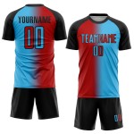 Sublimation Jersey Blue Soccer Red-Black Uniform Sky Gradient Fashion Custom Sublimation Jersey Blue Soccer Red-Black Uniform Sky Gradient Fashion Custom