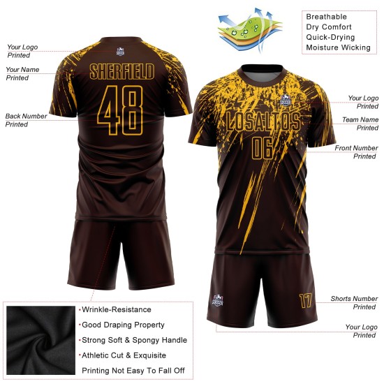 Soccer Gold Sublimation Uniform Jersey Custom Brown