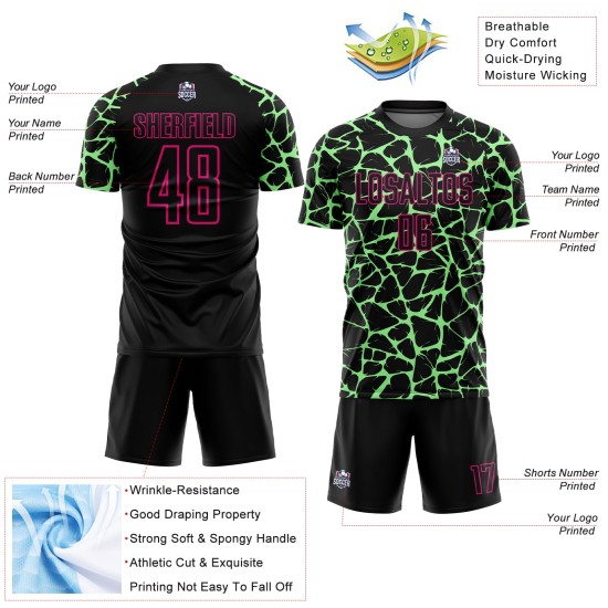 Uniform Soccer Network Black Abstract Sublimation Green-Hot Jersey Pea Pink Custom Splash