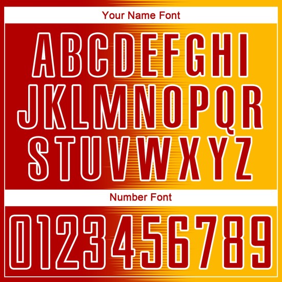 Jersey Line Uniform Custom Soccer Sublimation Red Gold-White Gradient Jersey Line Uniform Custom Soccer Sublimation Red Gold-White Gradient