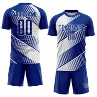 Custom Royal Soccer Line Jersey Uniform Sublimation White