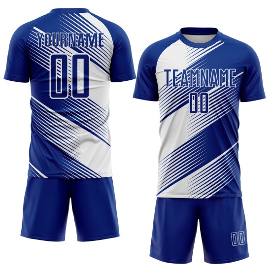 Custom Royal Soccer Line Jersey Uniform Sublimation White
