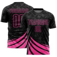 Custom Black Sublimation Uniform Shapes Jersey Pink Wind Soccer