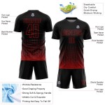 Sublimation Soccer Custom Jersey Red Shape Geometric Black Uniform Sublimation Soccer Custom Jersey Red Shape Geometric Black Uniform