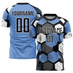 Custom Sublimation Uniform Black-White Blue Soccer Jersey Light Custom Sublimation Uniform Black-White Blue Soccer Jersey Light