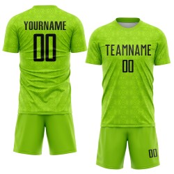 Soccer Sublimation Custom Jersey Geometric Green Black Shapes Uniform Neon